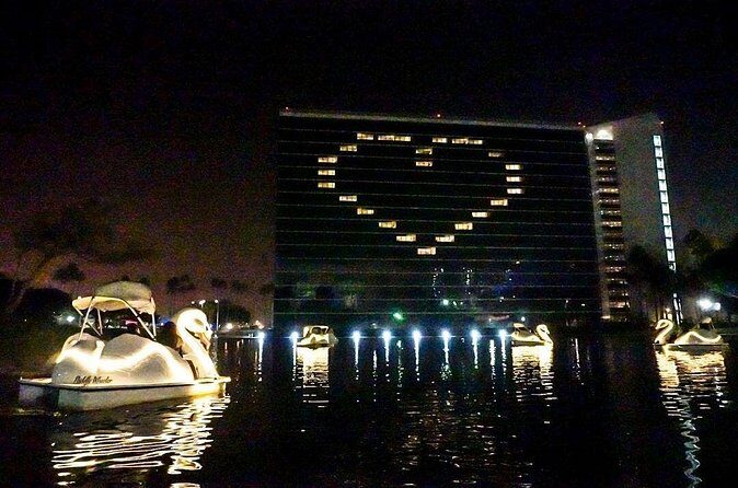 Illuminated Swan Boat Night Ride on Rainbow Lagoon in Long Beach - Boats, Seats, and Getting Matched to the Right Swan